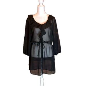 MIMI CHICA Black Sheer Pop-Over Dress, Size S